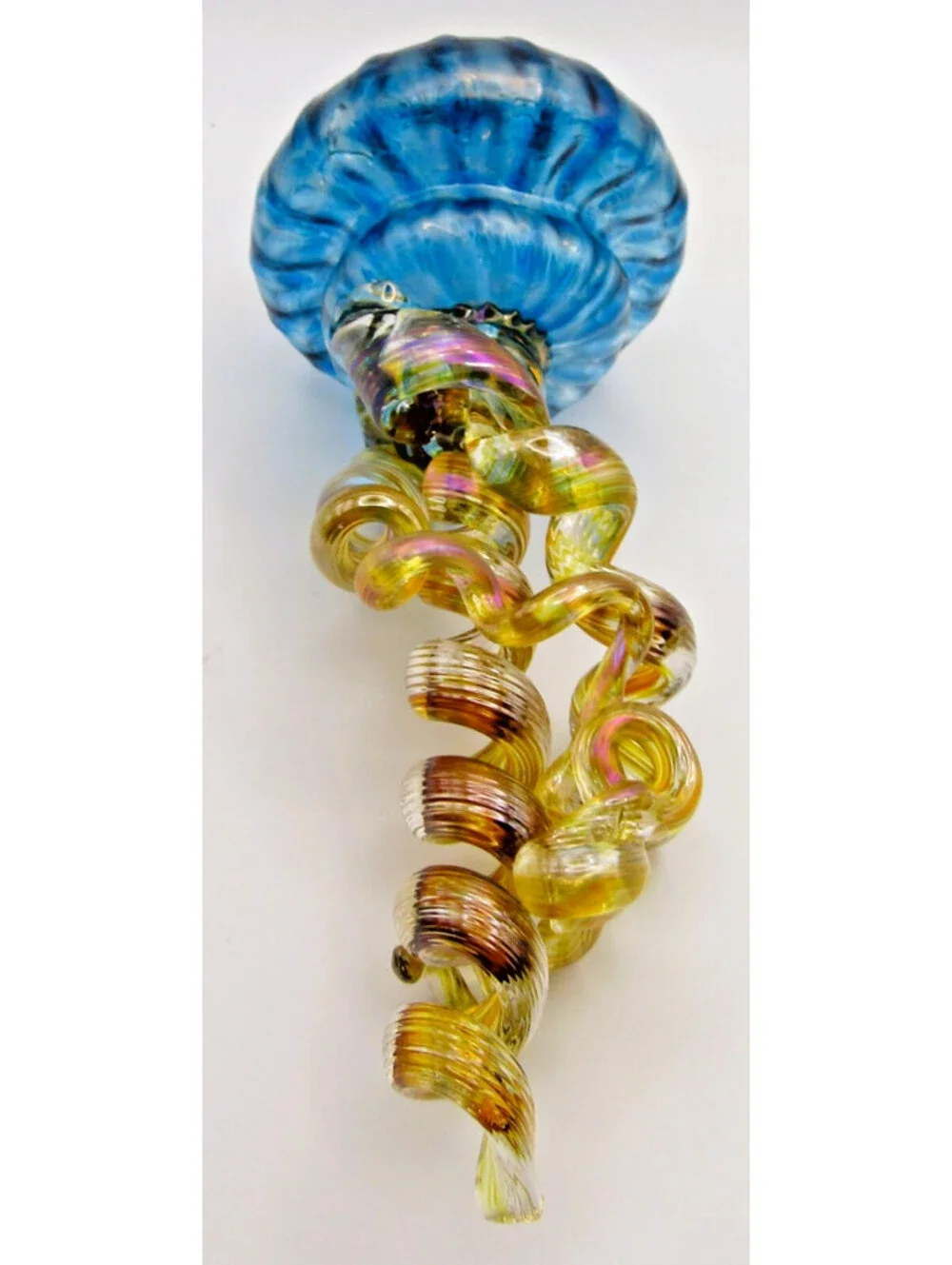 Opal Art Glass Jellyfish Ornament with Brass Stand Johnny Camp Darlene Bushell